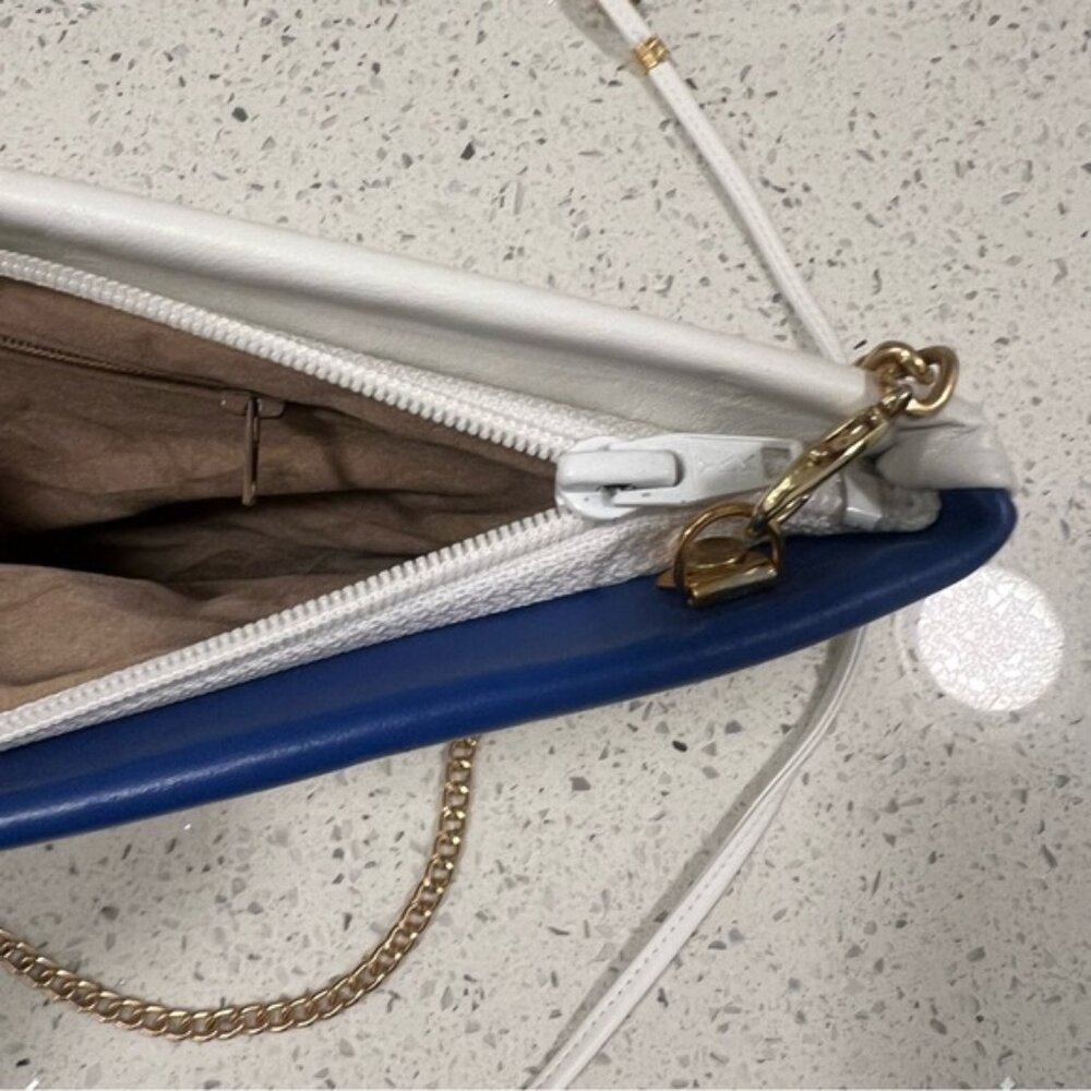 VINTAGE 90s Leather Colorblock Crossbody Bag or Clutch wTWO Detachable Straps - Picture 6 of 10